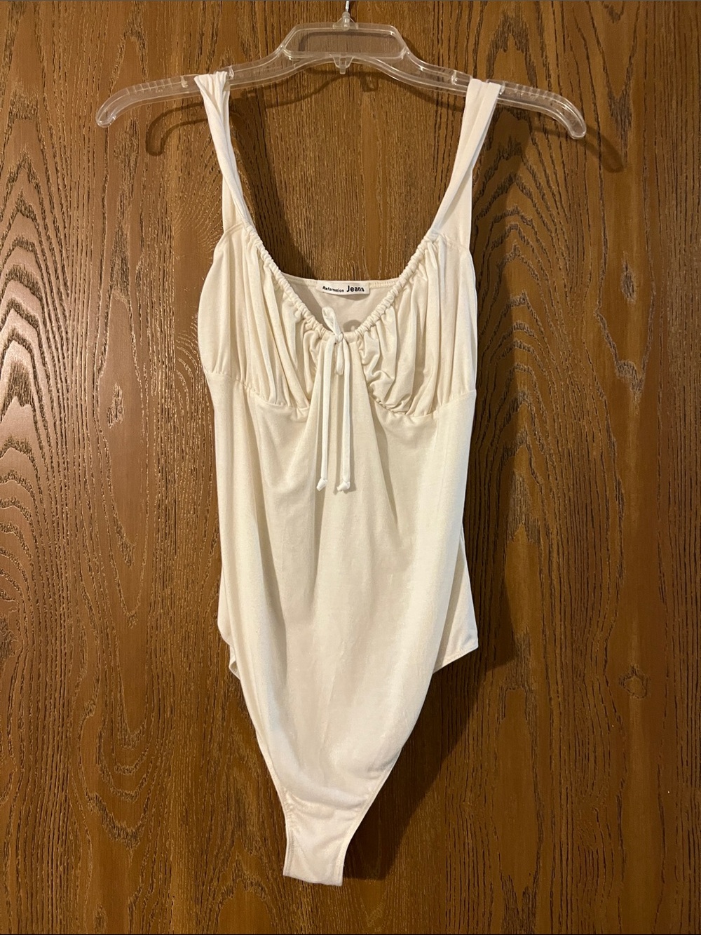 Reformation Cream Tie-Front Bodysuit
